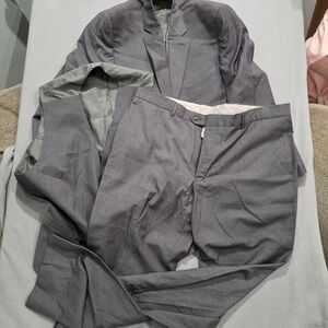Pronto Uomo Men 3 Piece Suit 46 Short 40 Waist Grey Wool Blend Blazer Vest Pants